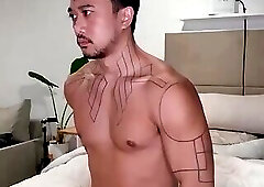 Handsome indonesian jerking off