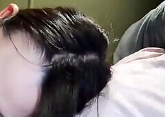 Cute Asian teen get facial after POV blowjob and hard doggy pounding on amateur interracial webcam show live at sexycamx.com