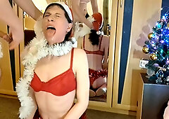 Sissy Slut Alina Asks Santa For A New Years Gift, But Gets Only A Whip And Deep Throat Fucking And