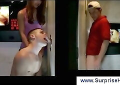 Horny Dude Gets His Dick Sucked Through The Hole