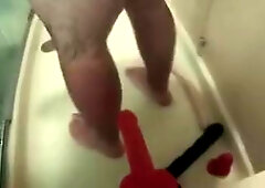 double anal gaping and farting in the shower