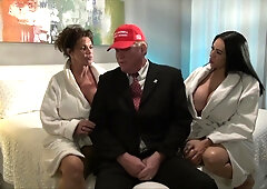 Brunette GILF matures in threesome with old grandpa - amateur threesome hardcore with cumshot