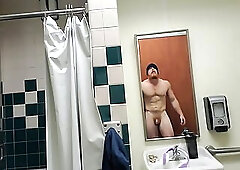 Some post workout posing fun in gym bathroom