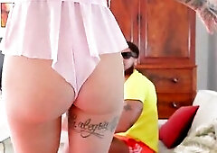 Large Titted Italian Tattoo Gal Gets Destroyed by BBC on the Daybed – Footjob & Creampie in Throat