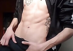 Tattooed amateur Latino masturbating until cumshot