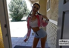 Lily Adams gets collared, face fucked, and roughly pounded by bryan gozzling