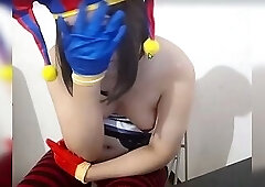 Brainless Goth Trans Clown Girl Eating her Own Cum and Spanking her Ass