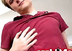 Stroke With Two Hands! Skinny Drew Maxin Jerks Off Until He Cums!