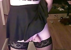 Crossdresser with Curly Hair having some solo funxhHCl