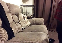 On the sofa crossdresser fun