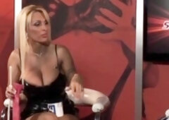 Beautiful blond babe with big boobs masturbating