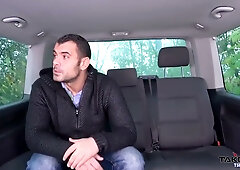 Skinny Czech girl in a van gives a deep throat to a stranger