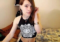 Pretty punky princess pets her prodigious pecker and cums hard