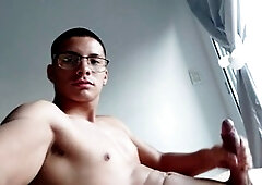 Big black cock man pleasures himself with his massive dick