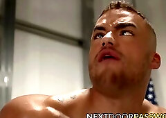 Athletic gay caught for soliciting drills the officer bare