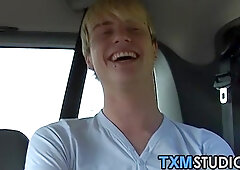 Picked up homo sucks cocks while being anal fucked in 3way