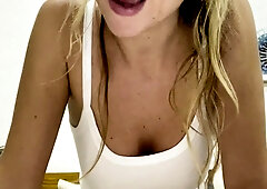 Amateur blond girl with big boobs getting fucked