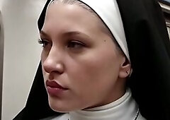 Nuns on the subway. Masturbation, unfathomable-throating, and a titty-banging session. (AI).