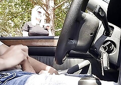 A stranger girl gets into my car and pulls out my cock