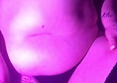 BBW rides dildo in thigh high socks