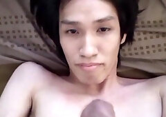 FagTeetajet Thai Bum chum Guzzling my own jism, nutting in my face