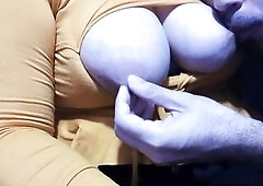 9 continuous minutes biting and sucking my large natural boobs, this chab enjoys me breastfeeding him