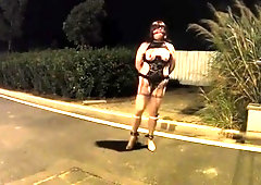 Bodacious mature slave in lingerie abandoned in the street