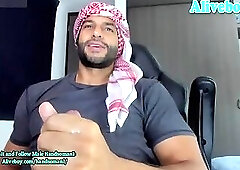 handsome arab hunk tugs his big thick shaft on webcam