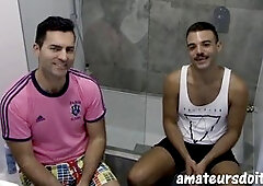 Interviewed unexperienced guy has unshaved ass barebacked before cumming