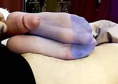 Footjob, freeuse, cum on stockings