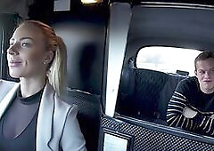 Hugetits cabbie pounded from behind after giving blowjob