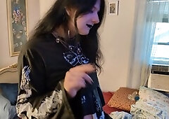 Femboy's first time getting his behind played with by a toy