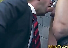 Hot businessman Hans Berlin cock sucking and ball licking
