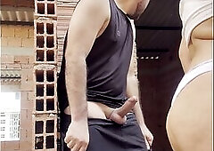 Colombian bitch gets screwed in public, risky act, and walks all over the street with goo on it.