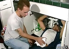 Cute Workers Threeway Sucking