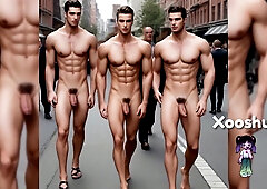 Lovely dudes bare in public