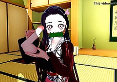 Cartoon babe, Nezuko is having wild sex with a demon and enjoying it a lot