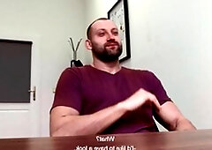 Dirty Scout: Pretty muscled gay fantasy dick sucking in office