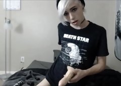 Gorgeous twink femboi dildo cum