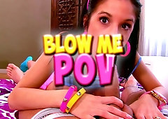 Gargle me POINT OF VIEW - Torrid TGirl Gargling two Cocks at the same Time