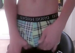 Cute danish soccer boy showing off his ass and wanking