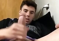 French Twink jerking off at home and cumming