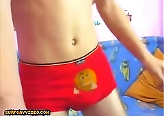 Speedo twink on webcam jerking and cumshot