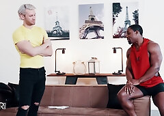 White boy gets bounded by black jock