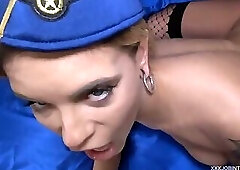 Jesse Pony Flight Attendant interview leads to cock sucking, asslicking, and pussy and ass fucking