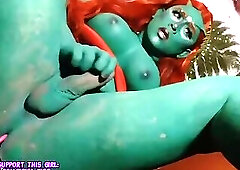 Red Haired Tranny With Green Body