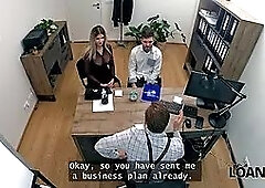 Loan4k. naughty wifey is weary of her fool spouse and pounded a loan manager right in front of him