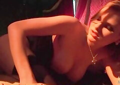 Brunette hair mother i'd like to fuck likes a bit of ass so this babe bound up her boyfriend to the daybed a rode his dick