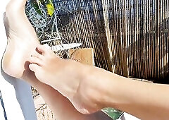 Pretty blond older wife Selena presents her charming stripped body and body worship