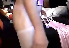 Cdmichelle Wearing Pink Lingerie Then Putting on Pink Dress